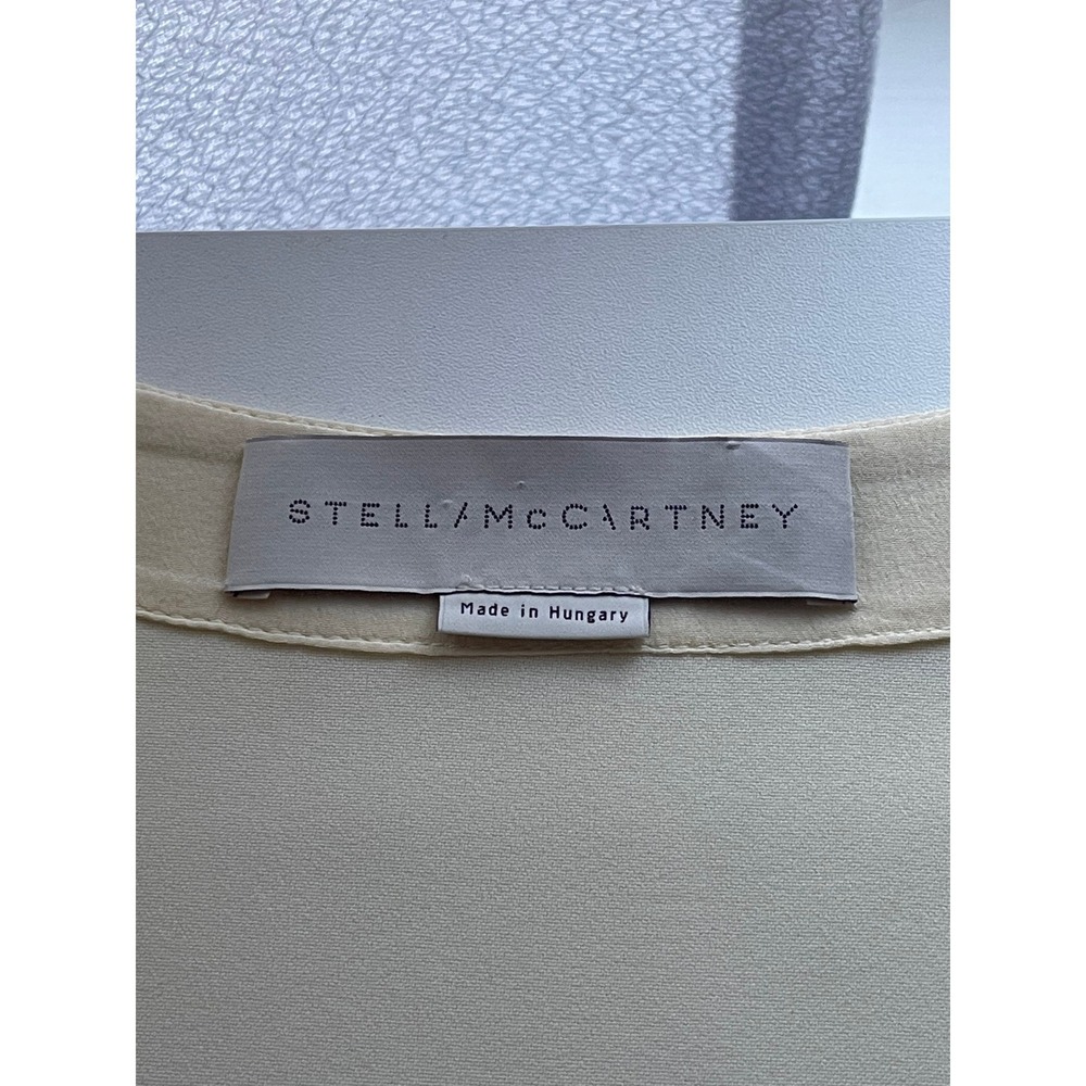 Stella McCartney Cream V-Neck Laser Cut Scalloped Hem Shift‎ Dress Size Small - Picture 5 of 9